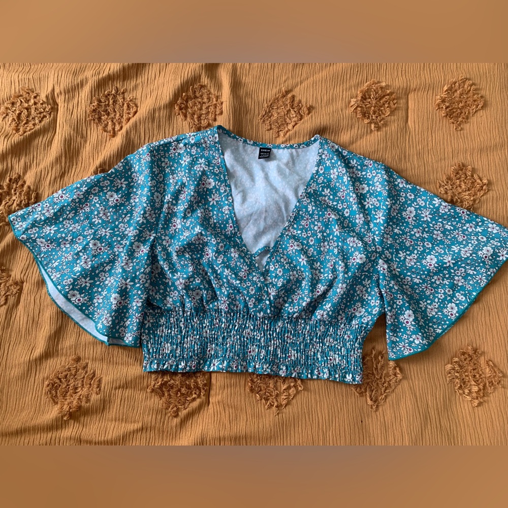 Floral Teal Crop Top